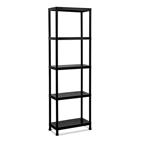 TIENDA EURASIA – Estanteria Almacenaje | Plástico PP | Negro | Estanterias Almacenaje | Baldas Ajustables | Peso Recomendado cada Balda 25 Kg | 4 Baldas 30x60x140 cm y 5 Baldas 30x60x180 cm (5 Baldas)