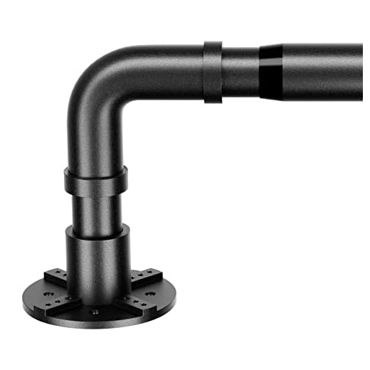 YeYeBest 1.1 Inch Industrial Darkening Blackout Curtain Rods, Curtain Rods for Windows 48 to 84 Inch, Matte Metal Heavy DutyCurtain Rod Set, Adjustable Telescoping, DIY Usage Scenarios, Indoor and Outdoor, Black