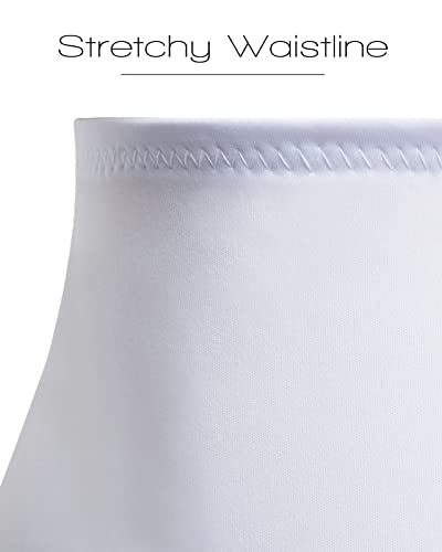 Women's 50S Crinoline Petticoat Adult Elastic Waist Tutu Skirts Layered Chiffon Underskirt Puffy Tulle Ballet Dance Pettiskirts Pure-White #TOP2