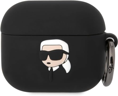 Karl Lagerfeld KLA3RUNIKK Coque pour Airpods 3 Noir Silicone Karl Head 3D