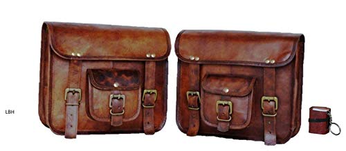 LBH ganpati handicraft Motorcycle Side Pouch Brown Leather Side Pouch Saddlebags Saddle Panniers