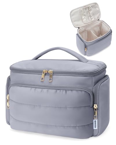 WANDF Neceser de Viaje Grande, Bolso de Maquillaje de Apertura Amplia con Asa, Bolso Cosmético Hinchado para Toallas, Cosméticos, Accesorios y Elementos Esenciales para Mujeres