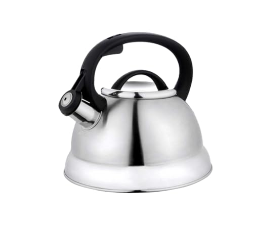 Kinghoff - Hervidor de agua silbante, acero inoxidable cepillado, 2,2 l, inducción