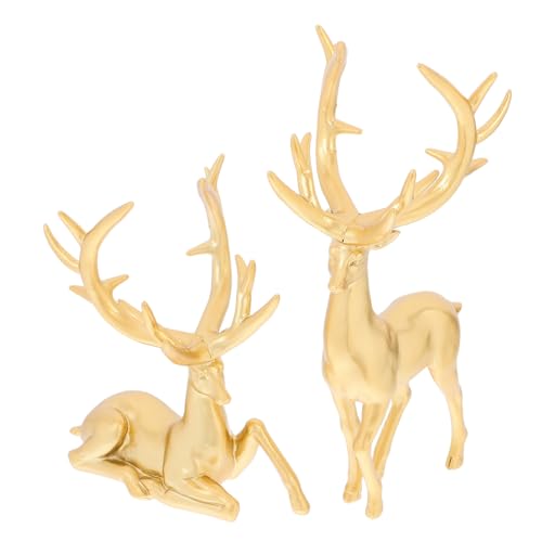 MAGICLULU 2pezzi Statuina in Resina Forma Di Decorazione Da Scrivania Da Interni in Resina Statua Per Cerimonia Del Tè Di Renne Per Meditazione