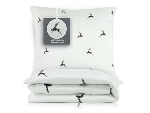 ZOLLNER Bettwäsche, bestehend aus Kissenbezug und Deckenbezug - 80x80...