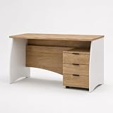 Arreditaly Scrivania con 3 Cassetti Bliss Scrittoio da Studio o Ufficio Mobile Desk da Soggiorno Sala da Pranzo 136 x 74 x 67 cm Colore Bianco E Rovere