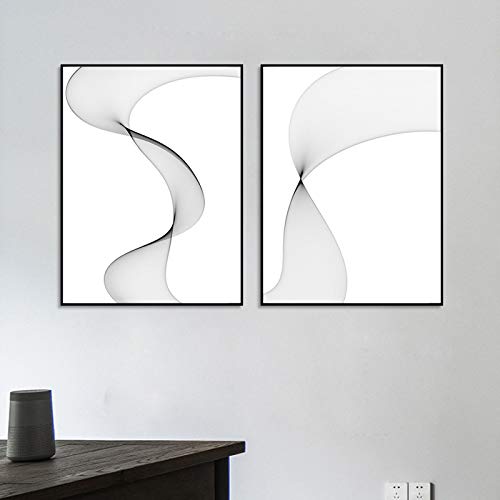 Peinture nordique noir et blanc en toile de coton haute definition 60x80 art moderne