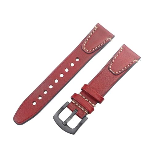 [KRFGKHAUR] Handmade Vintage Watch Strap 18mm 20mm 22mm Quick Release Watchband Accessories With Silver Black Buckle Wristband(R