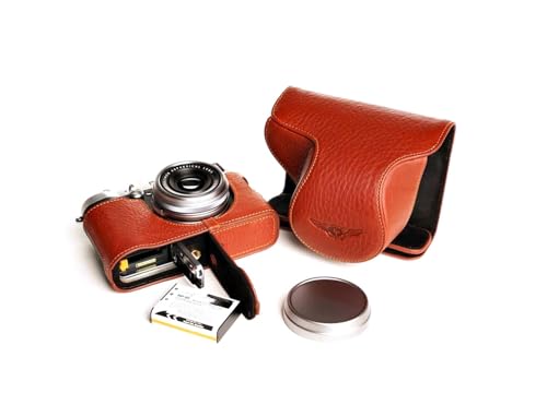 Étui cuir véritable Fujifilm X100T marron fait main housse protection