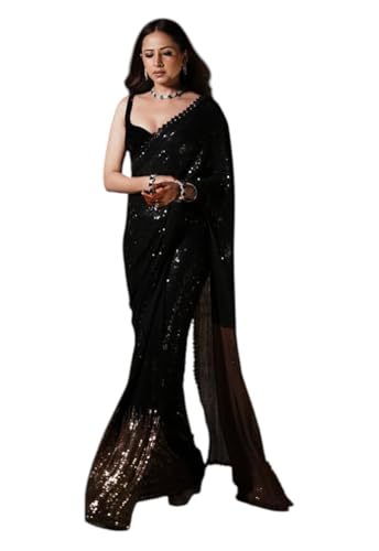 Image of Yashika Women's Organza Satin Butti Work With Zari Lace Border Embroidered Saree| Women Sari