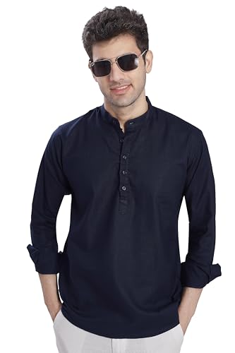 Image of DIVISIVE Men's Slim Fit Full Sleeves Cotton Short Kurta