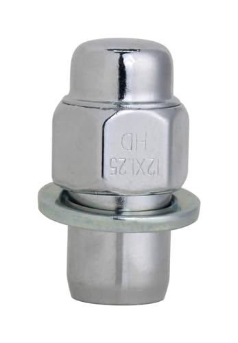 Image of Set of 20 pcs Wheel Lug Nuts M12X1.25,13 /16 inch Hex /Wrench, Total Length 1.68 inch(42.67mm), Chrome Flat Top Mag 0.75 inch, 2-PC Standard Mag Shank Closed End Chrome Lug Nuts Set with Washer