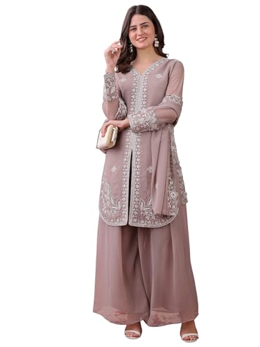 Image of Women's 3 Piece Kurta Pant Dupatta Set | Georgette Fabric Kurta Sets for Woman | Kurti Set for Woman | Elegant Suit Set for Women Georgette Fabric