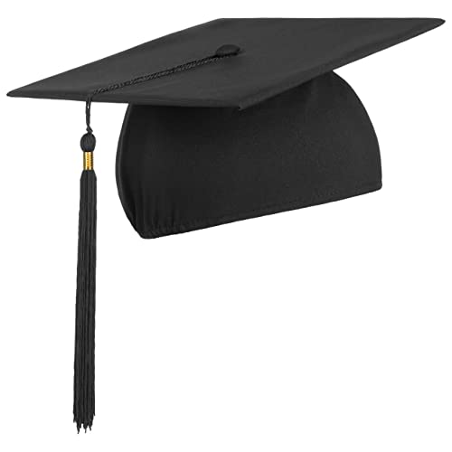 Lierys Graduation Hat (Square Academic Cap, mortarboard) Perfect Headgear for Students Graduating from College or University in Black One Size 54 cm-61 cm (6 3/4-7 5/9)