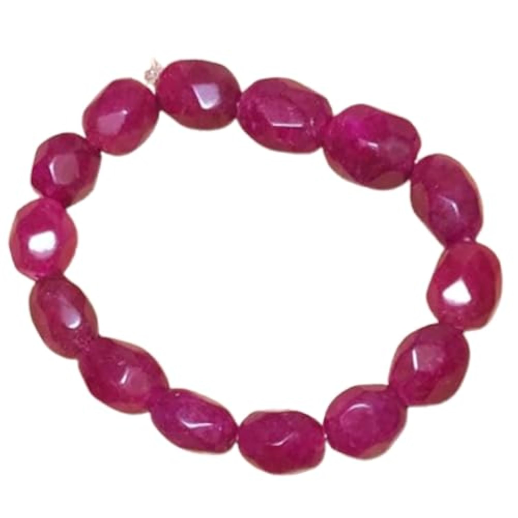 Natural Ruby 10mm Tumble Shape Bead Stretchable Bracelet, Unisex