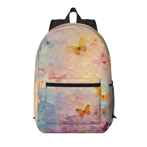Sac à dos d'écolier léger EdWal avec poches motif papillon noir pour le quotidien