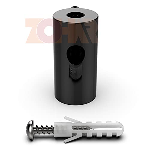 ZOHAR 2 Stück Deckenbefestigung Aufputz-Kabelhalter Wand- und Deckenpins Kabelaufhängung Kabelbefestigung Affenschaukel Kabelhänger mit Schrauben & Dübeln für Textilkabel Lampe DIY Schwarz