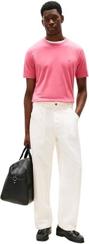 Tommy Hilfiger Camiseta de Manga Corta Hombre Seasonal Solid tee con Cuello Redondo, Rosa (Vintage Rosy), M