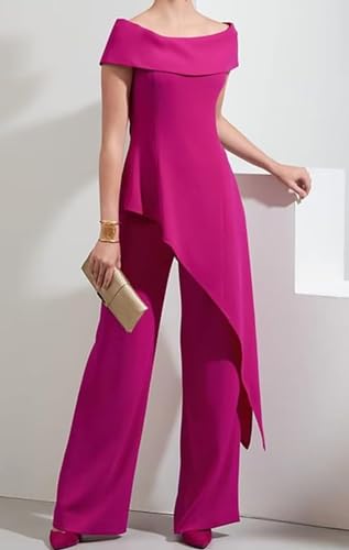 Mother of The Bride Pant Suits for Wedding Off Shoulder Chiffon Wedding Guest Outfit for Women3