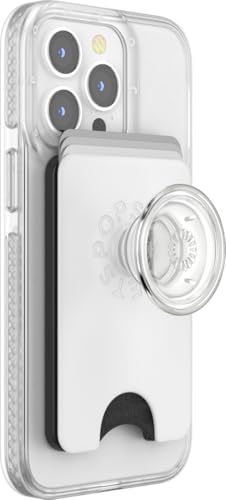 Image of PopSockets Phone Wallet for MagSafe, Phone Card Holder with Grip, White - White Clear
