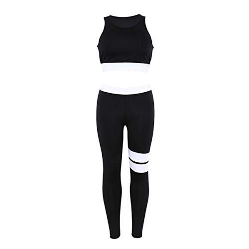 WENDU Yoga Fitness Suit Skinny Sportswear Backless Bra and Leggings Pants 2pcs Black-S