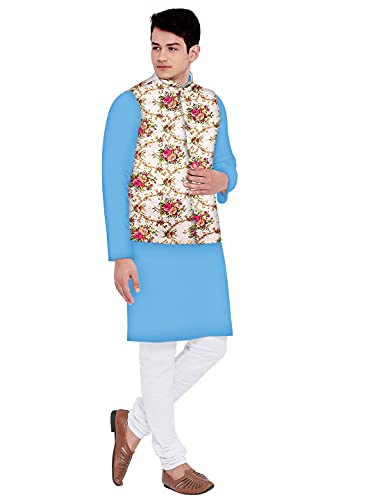 Image of Os mens kurta pyjama with nerhu jacket combination of baap-beta & father and son's | 100% cotton kurta pyjama | Nerhu jacket satin material