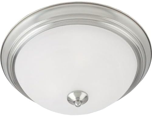 Maxim Lighting 5841MRSN Essentials-2 Light Flush Mount in style-13.5 Inches Wide by 6 inches high, Finish Color: Satin Nickel, Glass Color: Marble