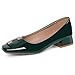 Green Pumps Shoes Women Leather Comfortable Square Toe Dress Shoes Slip On Low Chunky Block Heel Office Lady Shoes Size 11