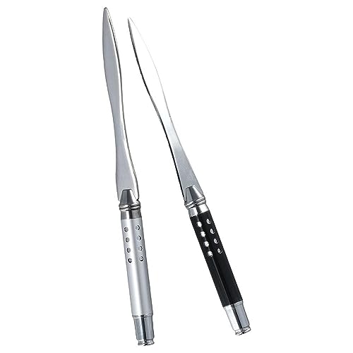 dohobby 2PCS Letter Openers Stainless Steel Black Silver Color Envelope Opener Mail Opener Hand Envelope Slitter