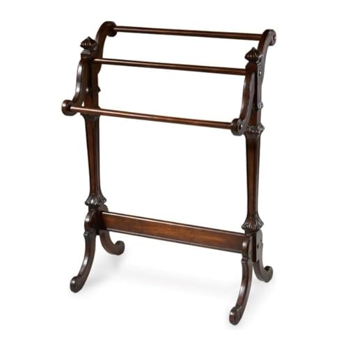 Beaumont Lane Traditional Wood Blanket Rack in Plantation Cherry Dark Brown