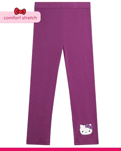 Image of Hello Kitty Girls' Pants Set - 3 Piece Zip Up Vest, Long Sleeve Graphic Shirt, Fleece Pants - Matching Set for Girls (2T-12), Size 8 /10, Black /Grey /Violet