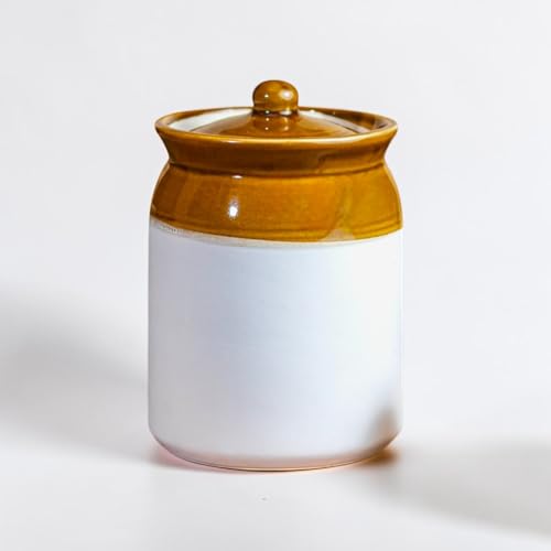 Image of Ceramic 3 KG Achaar Jar - 3 L (3000 ml) Martban Pickle Container - Kitchen Storage for Pickle, Chutneys and Sauces - Durable, and Easy to Clean (3000 ml)