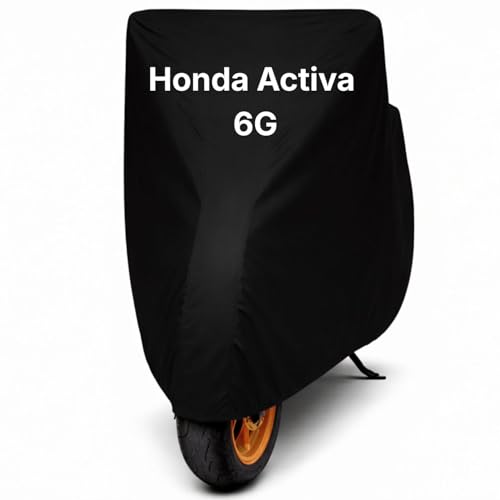 Image of Scooty Body Cover for Honda Activa 6G Waterproof & Dustproof Scooter Cover UV Resistant, Heat Resistant & All Weather Protection Heavy Duty Triple Stitched Two Wheeler Cover (Black)