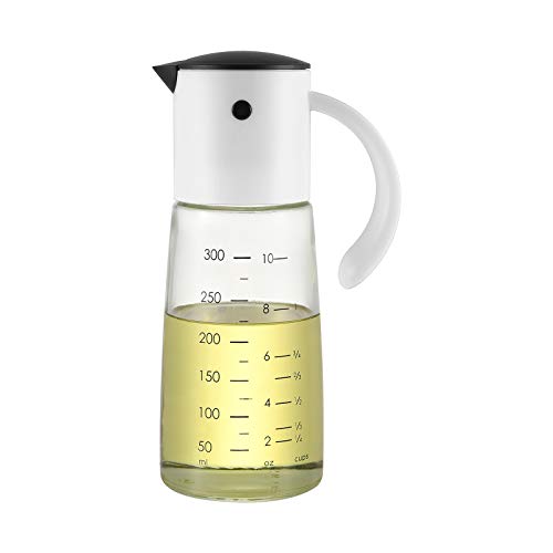 vkchef オイルボトル 醤油差し 液だれしない 片手 調味料入れ 油入れ ドレッシングボトル 調味料 ビン オイル差し 醤油 酢 ビネガー オイルスプレー オイル 容器 オイルスプレー 300ｍｌ白い 料理用 ギフト