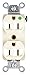 Hubbell Wiring Device-KELLEMS 15A Heavy Use Hospital Grade Receptacle, Ivory; Tamper Resistant: No