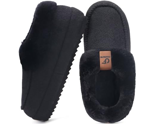 COFACE Womens Warm House Slippers Fuzzy Moccasin Winter Shoes Ladies Platform Thick Cushion Yoga Foam Lightweight Indoor Outdoor Hard Rubber Sole with Arch Support