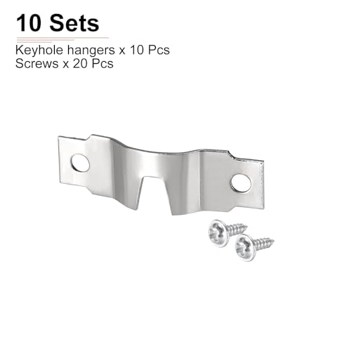 Image of DTGN 48mm x 15mm x 7mm Double Hole Triangle D Ring Picture Frame Hangers - 10Pcs - Good for Hanging Paintings Picture - Frame Hook Photos - Silver Tone