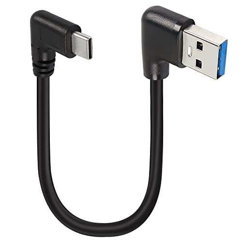GELRHONR Short Right Angle USB Type C Cable, 90 Degree 18W Fast Charging USB A to USB C Cable (Black-Right-0.25M)