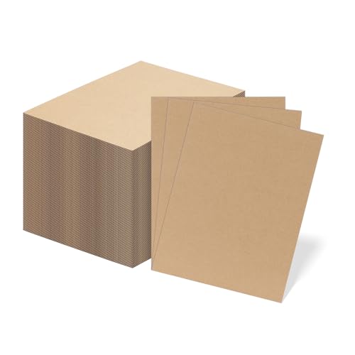 Image of RLAVBL 100 Pack 8.5x11 Corrugated Cardboard Sheets, Flat Cardboard Inserts for Shipping, Mailing, Packing, DIY Crafts