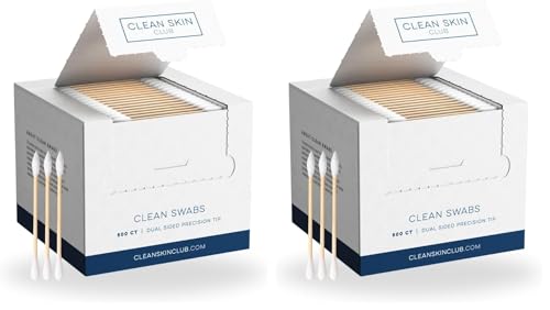 Clean Skin Club Clean Swabs | 500CT | One Pointed Tip | Biodegradable + Organic Cotton & Bamboo | Makeup & Nail Polish Touch-ups | Chlorine-Free & Hypoallergenic (500 Count) (Pack of 2)