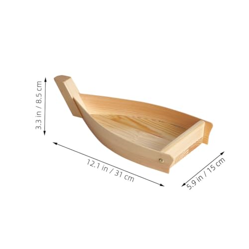 Plato para sushi estilo barco de madera reutilizable miniatura 2