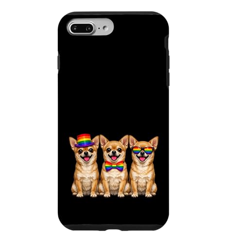 3�C�̃`���������񂾁u�v���C�h�E�h�b�O�X�v���C���{�[�t���b�O LGBTQ+ Chihuahuas �X�}�z�P�[�X iPhone 7 Plus/8 Plus �p