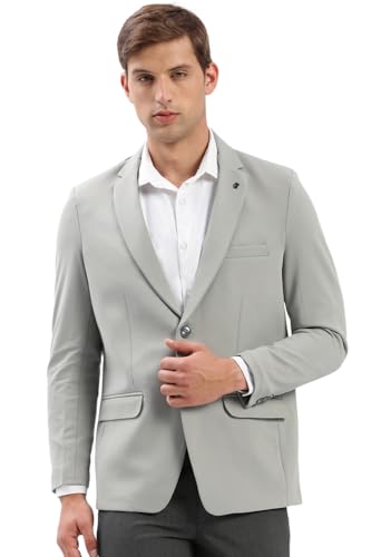 Image of SHOWOFFFF Men Solid Single Breasted Casual Blazer | Notched Lapel Full Sleeves Cotton Blazer for Mens | Slim Fit Regular Length Blazer for Men's