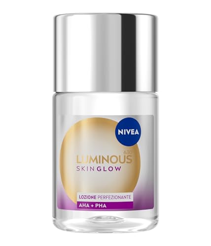 NIVEA Luminous630 Skin Glow Perfecting Lotion 100 ml, Loción exfoliante facial sin enjuague para una luminosidad instantánea y una tez uniforme, Tónico facial con AHA, PHA y Aloe Vera