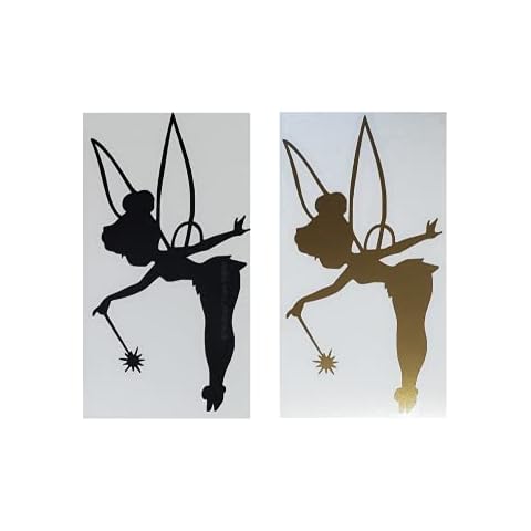 Tinker Bell Black Decal Vinyl Sticker (2 in 1) 01 Black & 01 Gold for Cars, Trucks, Laptops, Walls. Quality Backed by BizBugs. Cover