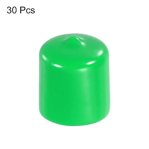 Image of MECCANIXITY 30pcs 7 /8 inch(22mm) Rubber End Caps Cover PVC Vinyl Screw Thread Protector Round Wire Shelf Caps for Screw Bolt Pipe Fence Post, Green