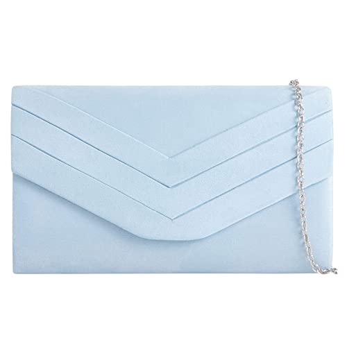 Fi9   Bolso elegante de ante estilo sobre boda, fiesta, Azul Dulce/Serenidad, M