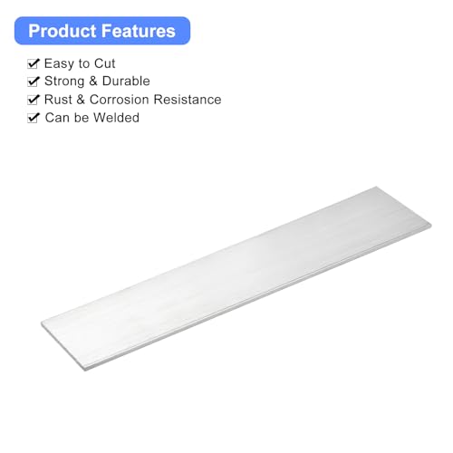 Image of uxcell Square Aluminum Flat Bar, 1 /8 inch Thick 2.4 inch Width 12 inch Length Square Aluminum Bar 6061 Aluminum Flat Plate, 3 x 60 x 305mm T6511 Solid New Mill Stock for Industrial Building