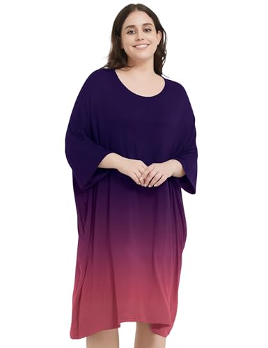 Image of KFUBUO Plus Size Nightgowns for Women Oversized Sleep Tshirts Dress Short Sleeves Sleepwear With Pocket Fit S-5XL