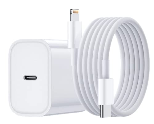 Cargador rápido para iPhone Certificado MFi Cargador de Pared de alimentación PD Tipo C de 20 W con Cable USB C de 1Metro a Lightning Compatible con iPhone 14 13/12/12 Mini /12 Pro /12 Pro MAX /11 Cover